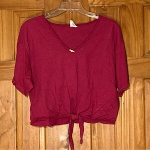 NWOT Vintage Sasson Tie Waist V-Neck Crop Top